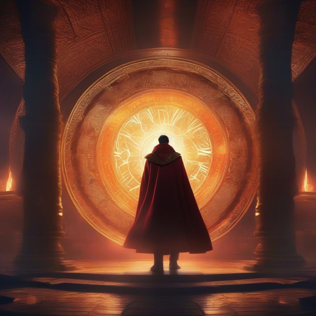 Step into the mystical world of Doctor Strange, the Sorcerer Supreme, as he stands before the Eye of Agamotto. This iconic scene from the Marvel Cinematic Universe is a testament to his mastery of the mystic arts.