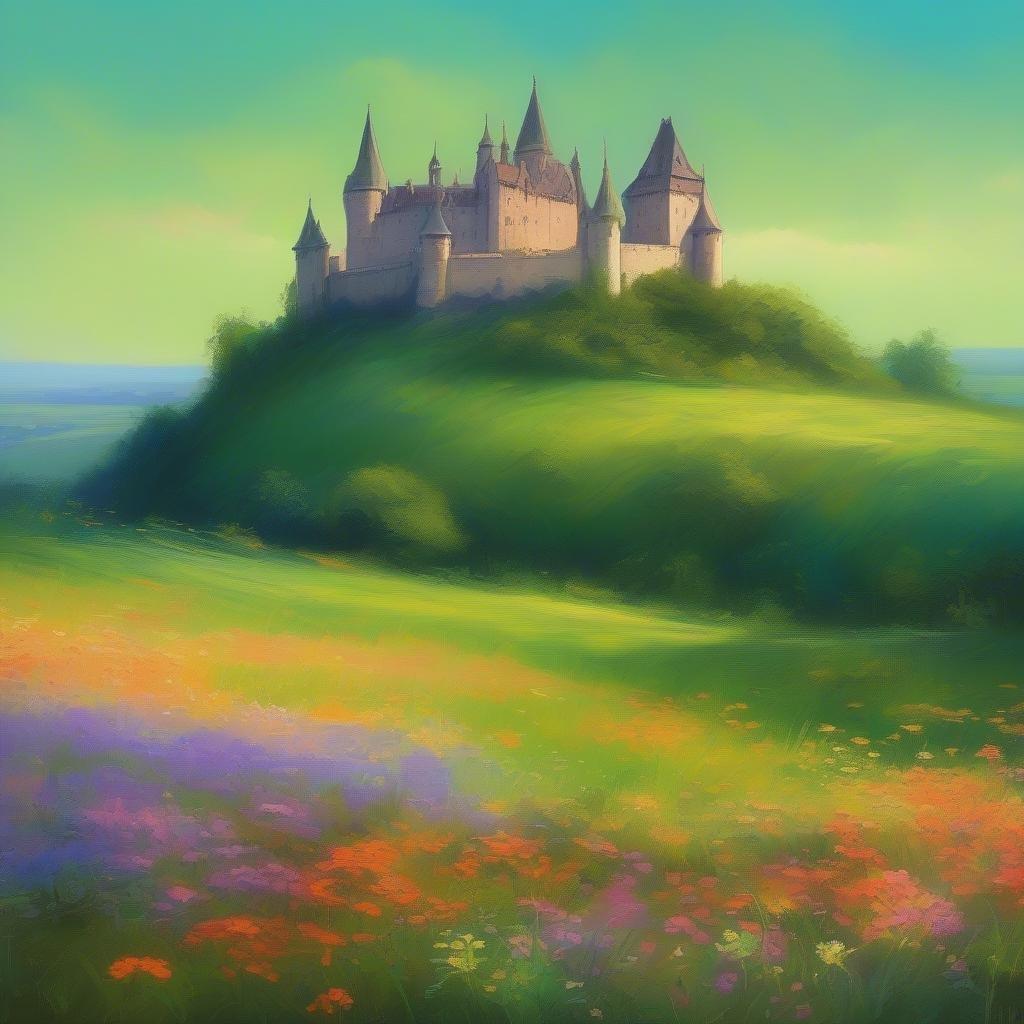 A beautiful landscape wallpaper featuring a castle on a hill.