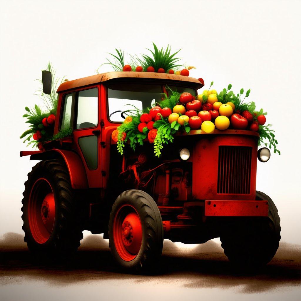 This classic red tractor, adorned with a variety of fresh produce from the garden, is a testament to hard work and the bounty of nature. A staple on any farm, this vintage machine adds charm and character to any desktop or mobile wallpaper.