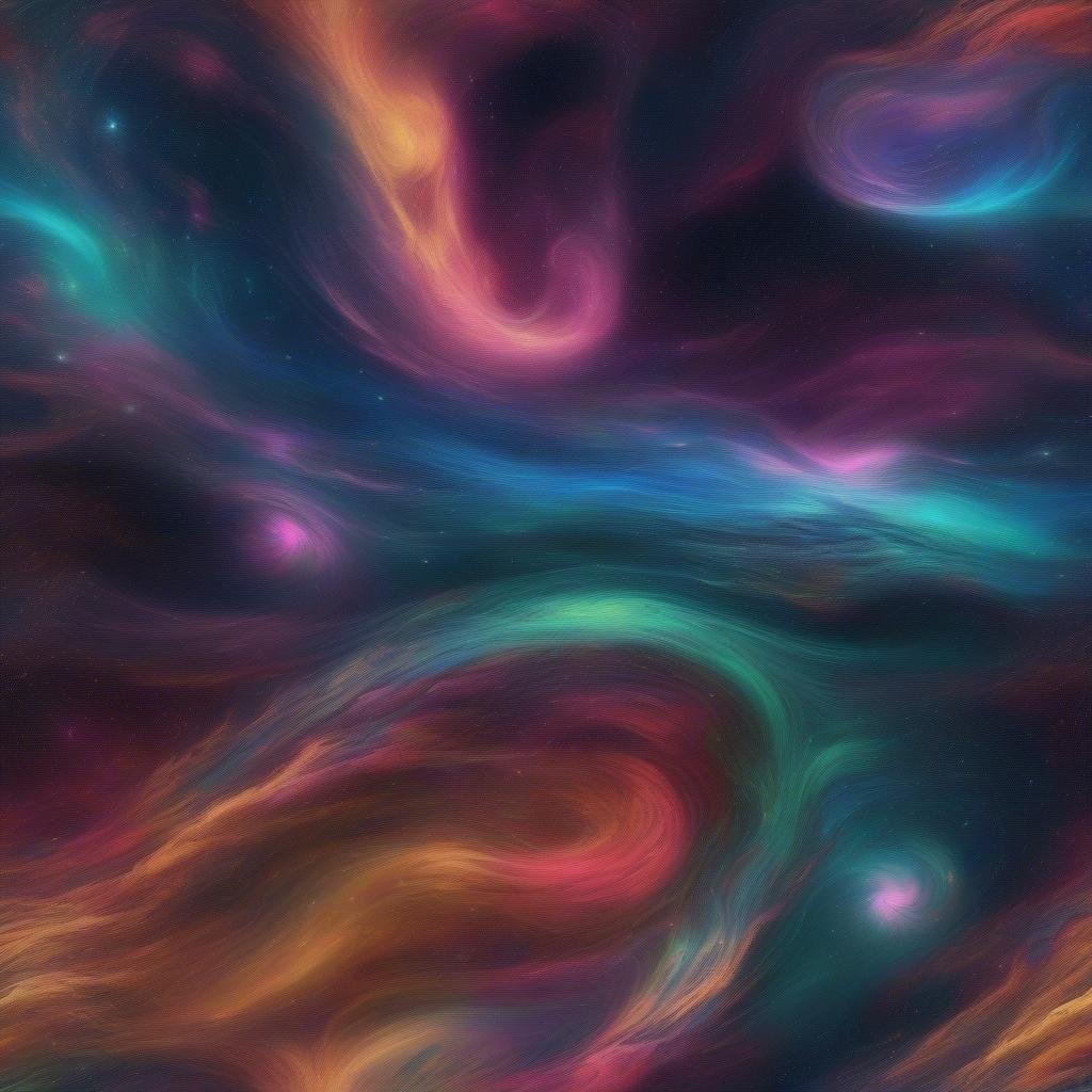 A vibrant digital illustration of an abstract cosmos, rich with swirling patterns in shades of blue, pink and purple that evoke the depths of outer space.