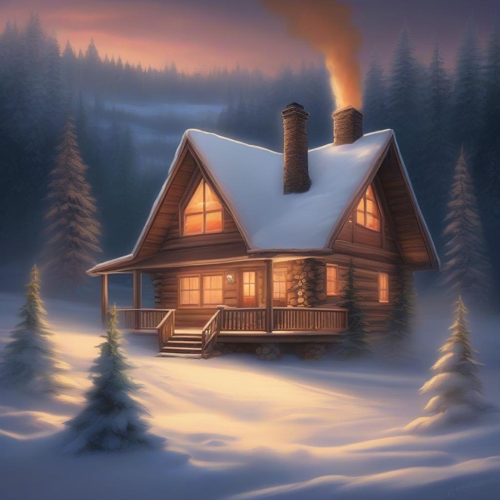 Get into the festive spirit with this beautiful winter wallpaper, perfect for desktop and mobile use. The snow-covered trees, twinkling lights, and cozy cabin create a magical atmosphere that's sure to bring a smile to your face.