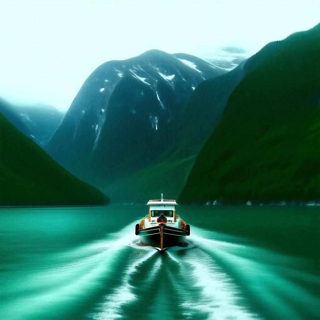 A scenic adventure through the breathtaking fjords of a mountainous landscape. A serene journey on the water, offering a unique view into the heart of nature.