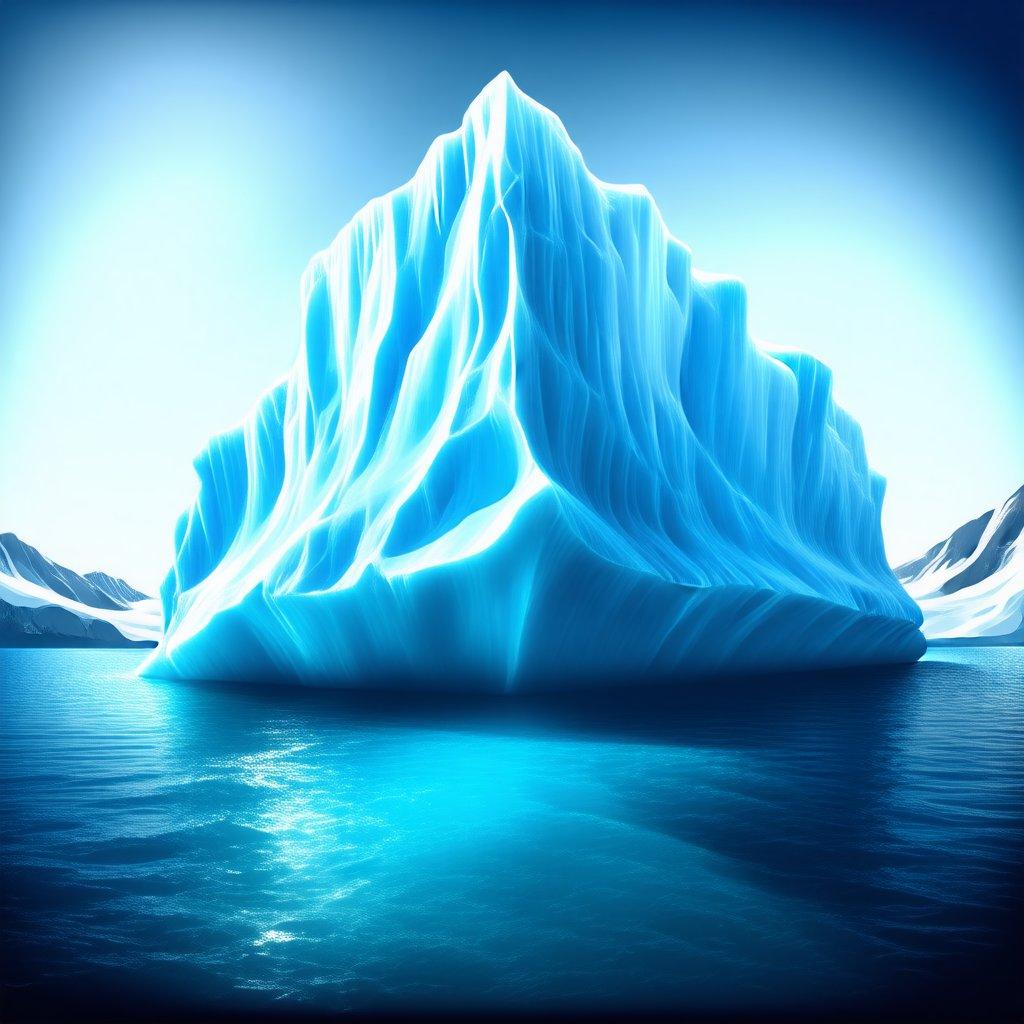 Discover the breathtaking beauty of a glacial iceberg that stands tall over a serene body of water.