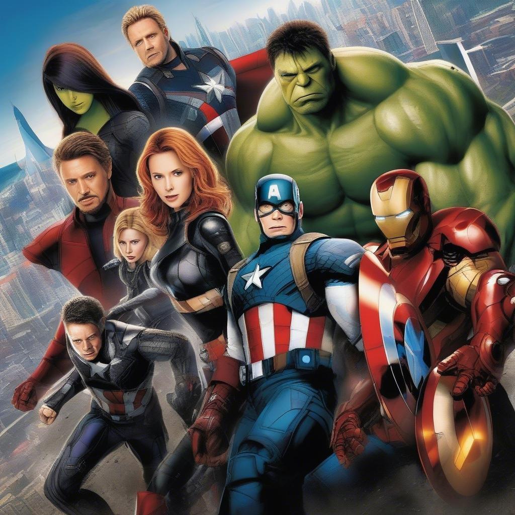 A group of superheroes united to save the world. Includes Iron Man, Captain America, Thor, Hulk, Black Widow, Hawkeye, and more.