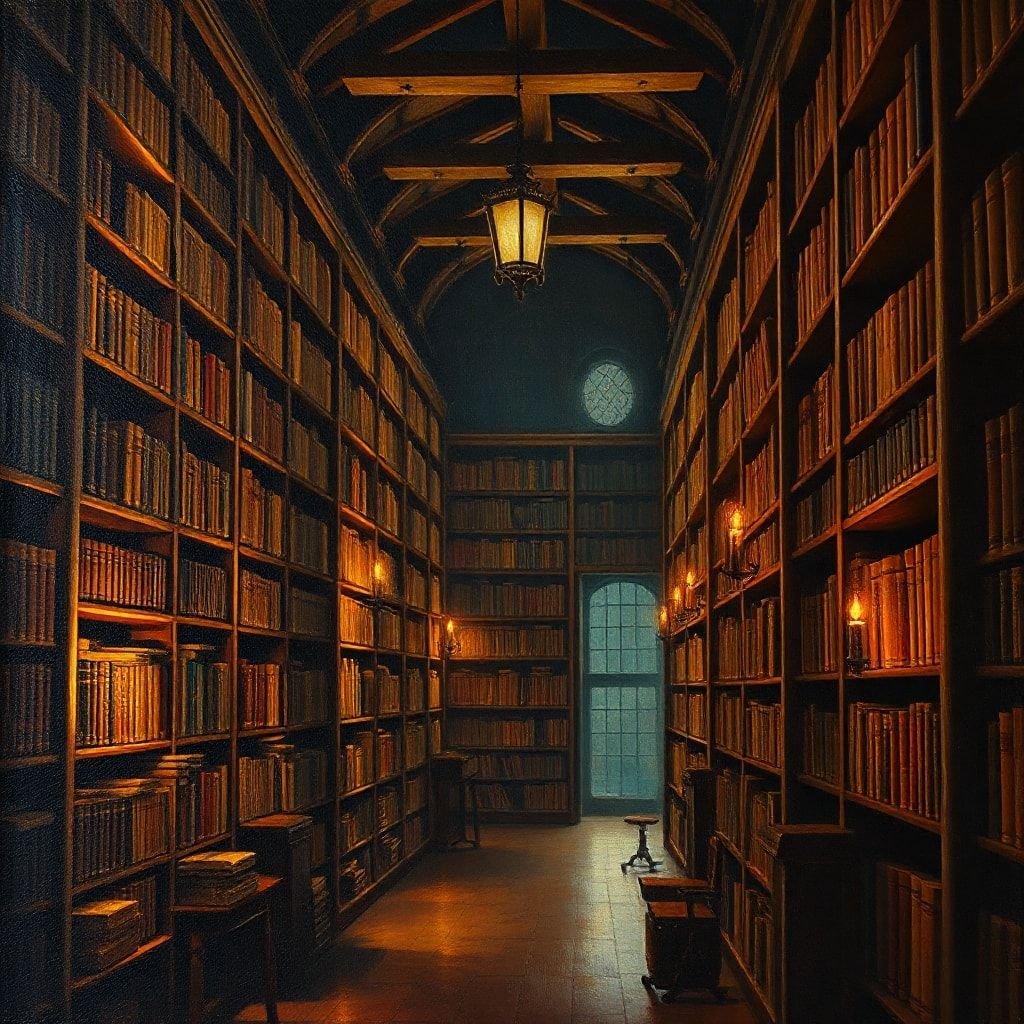 Step into this charming library, where the scent of old books and the soft glow of lamps create a warm and inviting atmosphere. Perfect for getting lost in a good book or studying for exams.