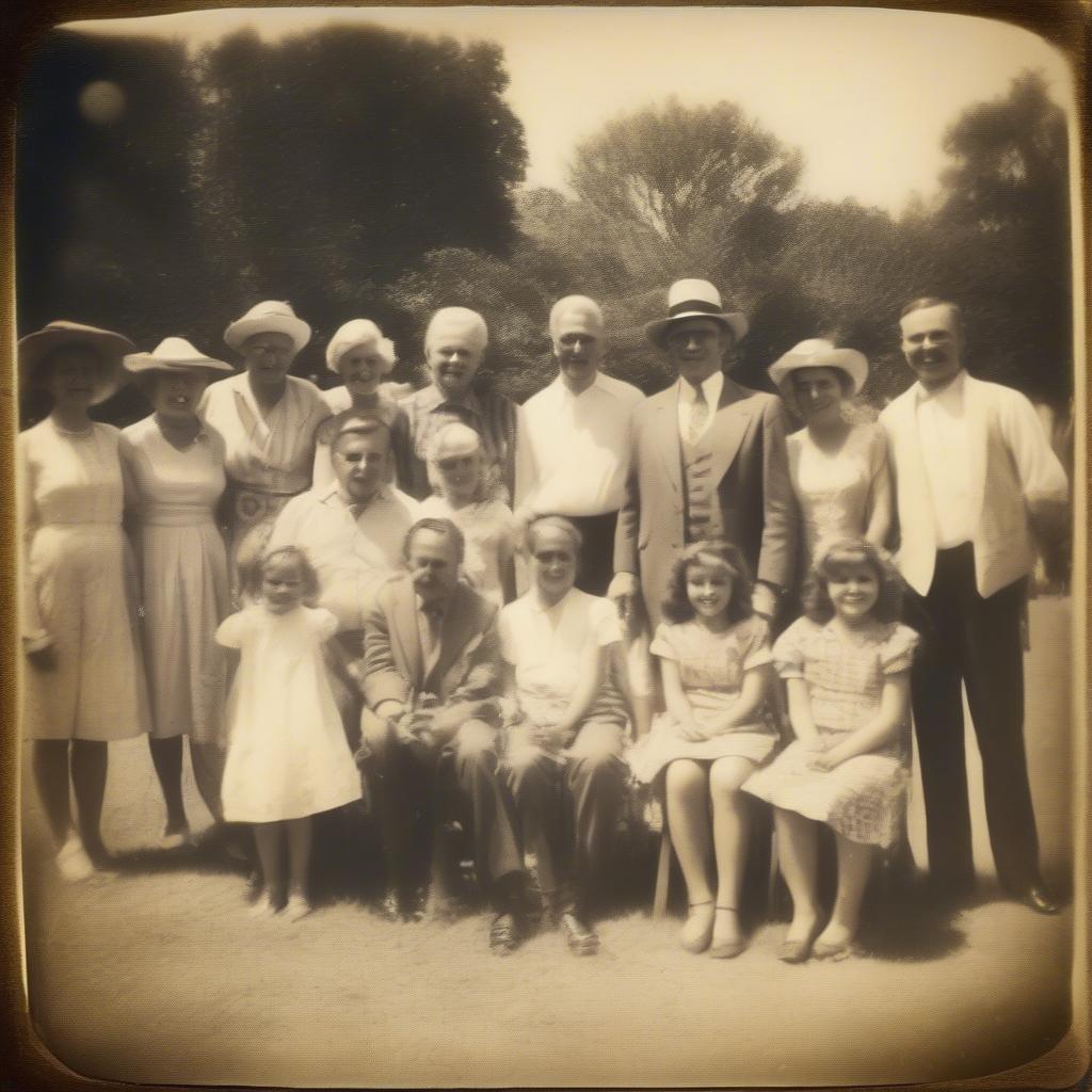 A vintage family portrait capturing the joy of celebrating national pride.