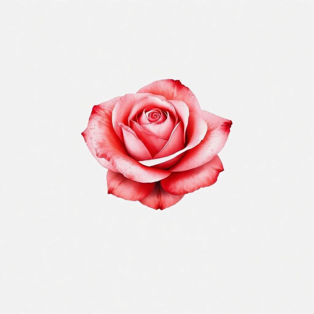 A vibrant single rose bloom in full color, symbolizing love and affection.