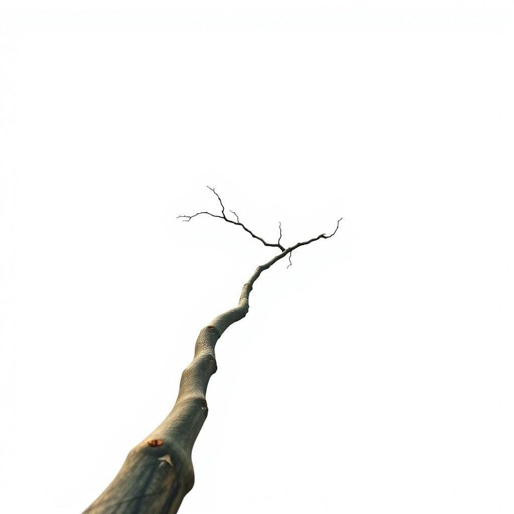 A simple, minimalist wallpaper featuring the stark beauty of a leafless tree branch set against an empty sky.