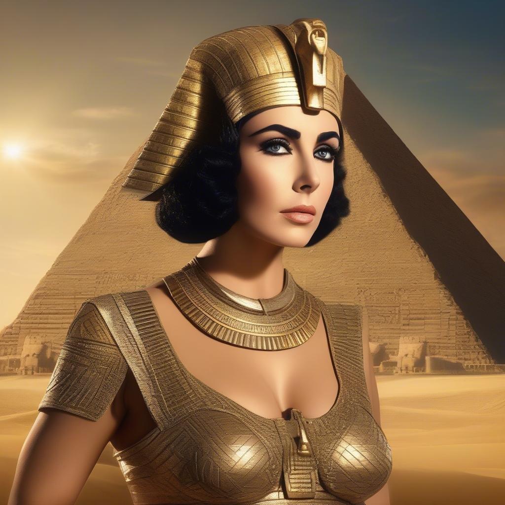 Unleash the power of ancient Egypt with this stunning wallpaper featuring the iconic Elizabeth Taylor as Cleopatra.