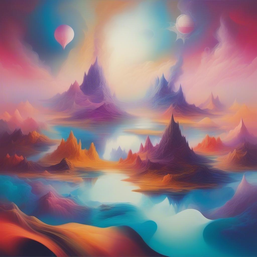 Add a touch of creativity and inspiration to your desktop or mobile device with this vibrant and dreamy abstract landscape wallpaper.