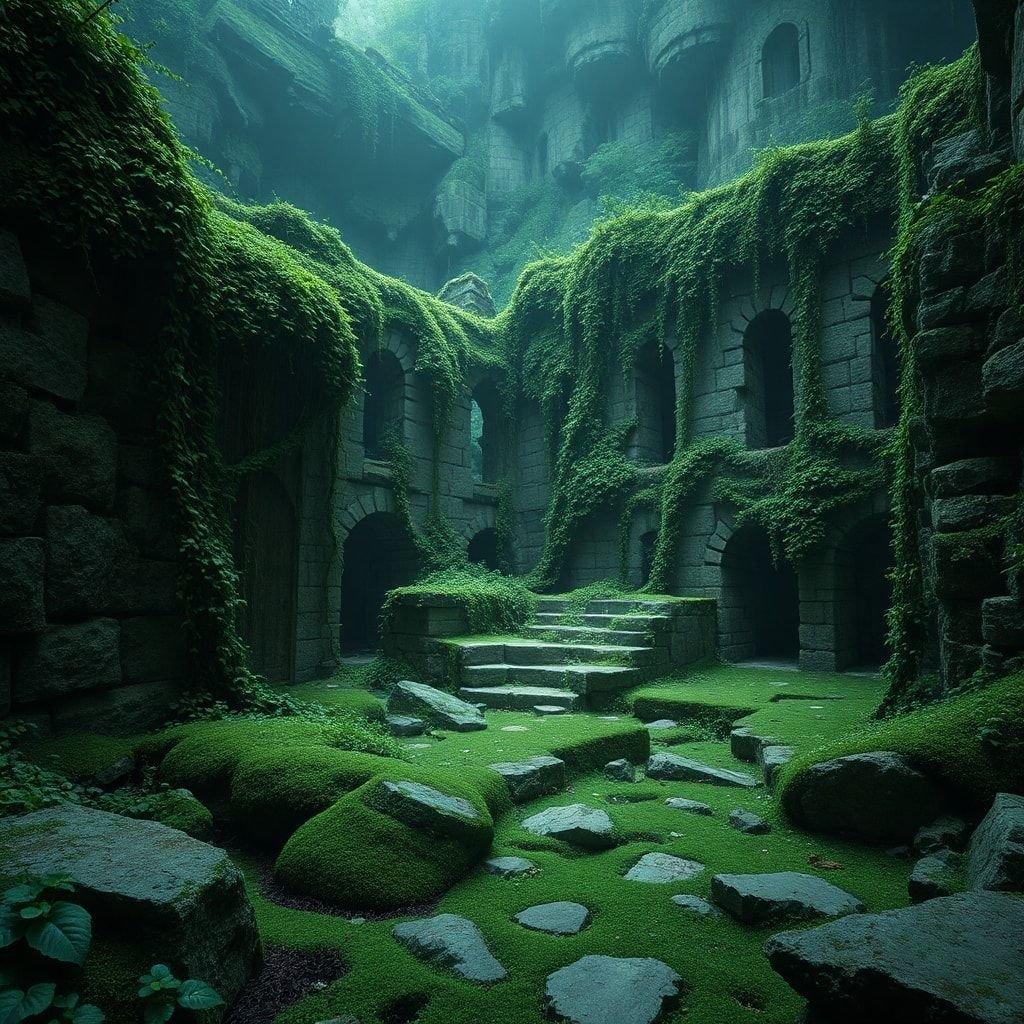 Explorez les anciennes ruines de ce monde fantastique mystérieux, où la nature a repris chaque pierre. Grimpez les marches couvertes de mousse et émerveillez-vous devant la grandeur d'une civilisation depuis longtemps disparue.