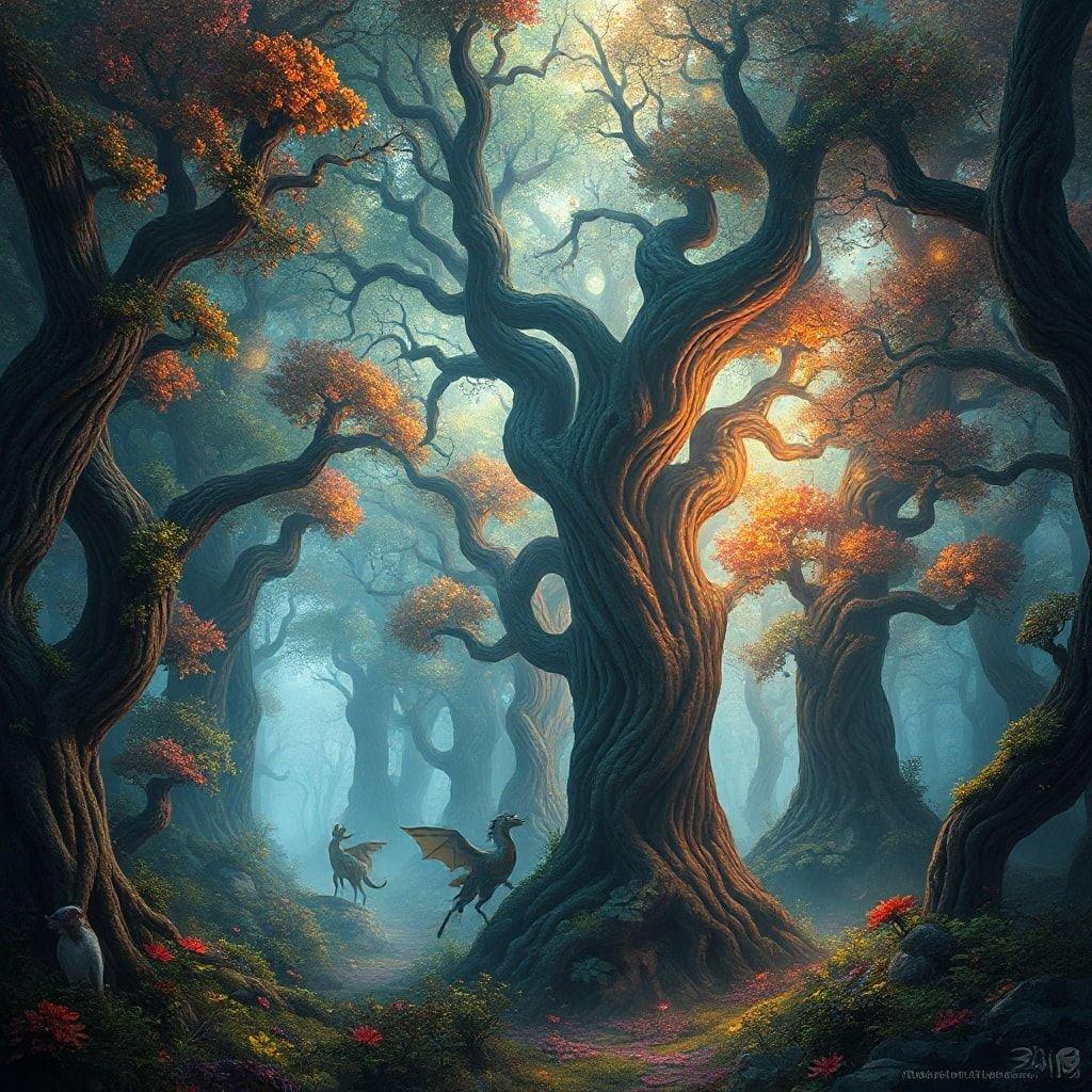 Immerse yourself in the enchanting world of fantasy with this captivating forest wallpaper. The intricate details and vibrant colors bring the magical scene to life, perfect for adding a touch of whimsy to your desktop or mobile device.