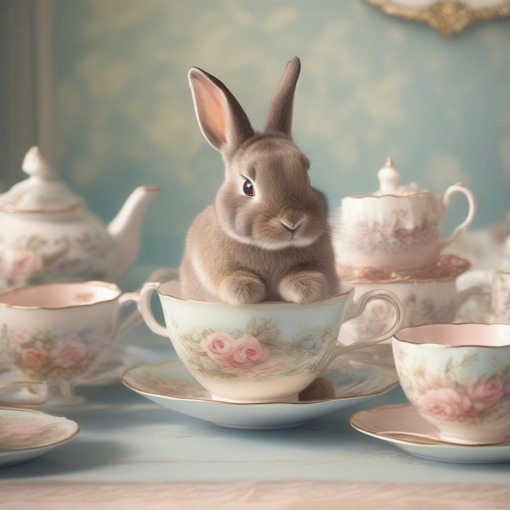 This adorable Easter bunny wallpaper is perfect for adding a touch of springtime charm to your desktop or mobile device. The cute bunny in a teacup design is sure to bring a smile to your face and make your device stand out.