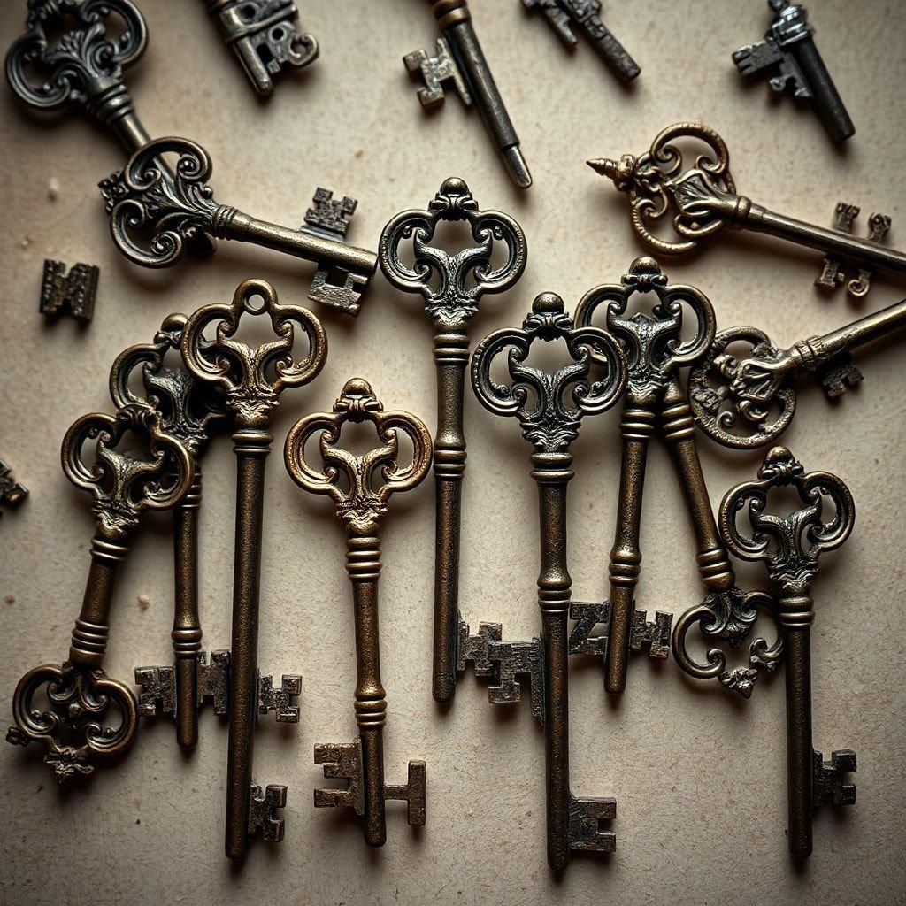 This wallpaper features a collection of vintage skeleton keys in a pattern that adds a touch of elegance and sophistication to any room. The intricate details and ornate designs of the keys create a visually appealing and unique background that is perfect for anyone who loves history, architecture, or just wants to add a touch of personality to their space.