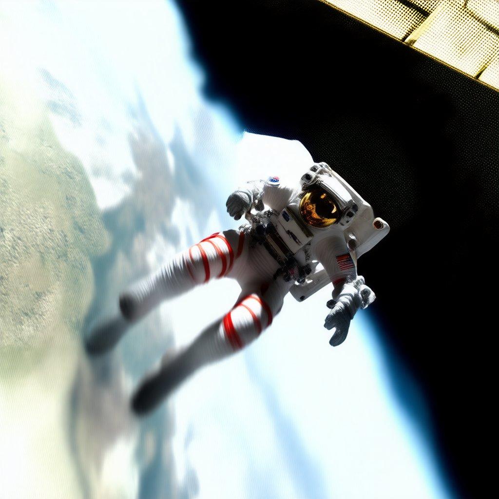 An astronaut floating in space, with the Earth visible in the background.