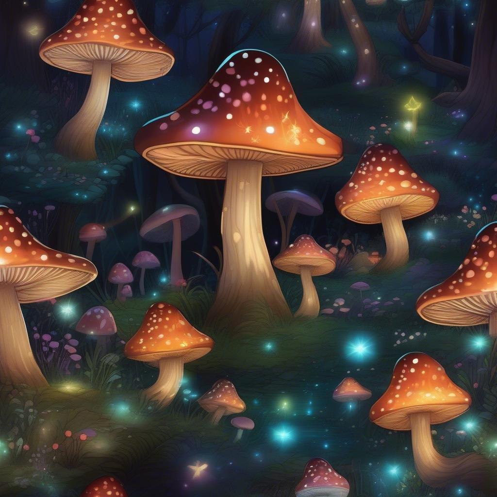 Step into a fantastical world of vibrant mushrooms, where every corner is a delight for the eyes.