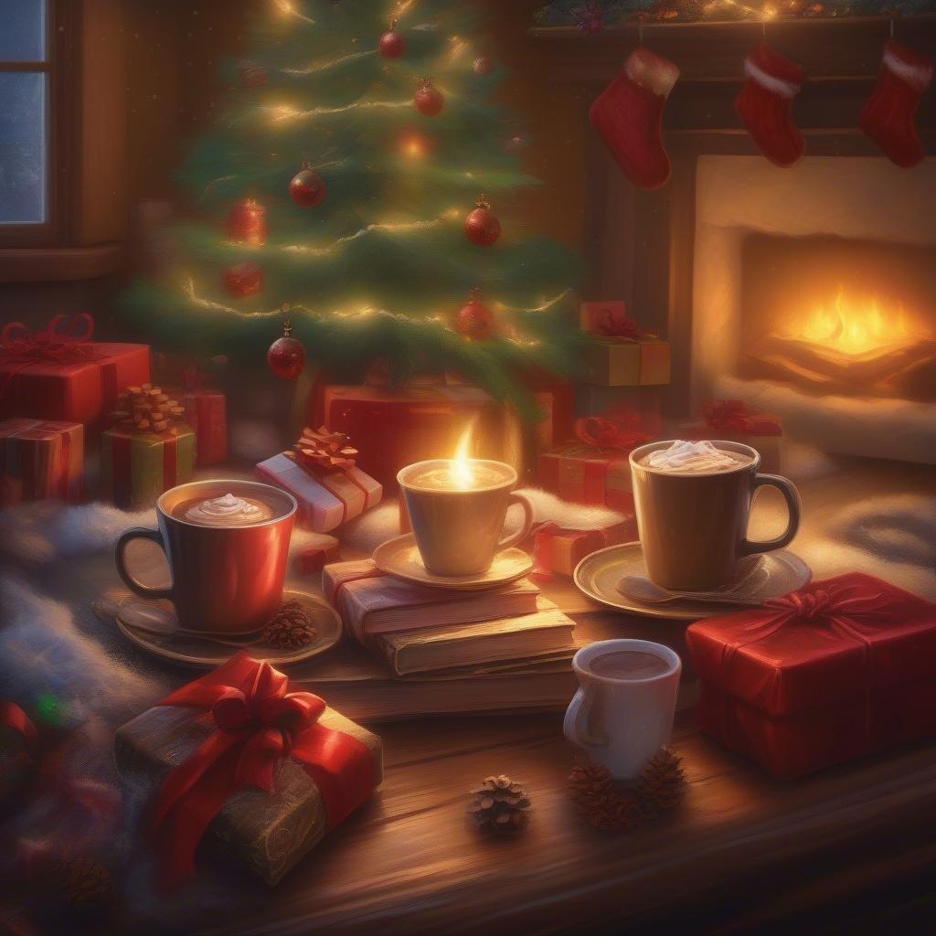 This wallpaper captures the essence of a peaceful Christmas morning, with a beautifully decorated tree, warm lighting, and a steaming cup of hot chocolate. It's the perfect way to start your holiday season.