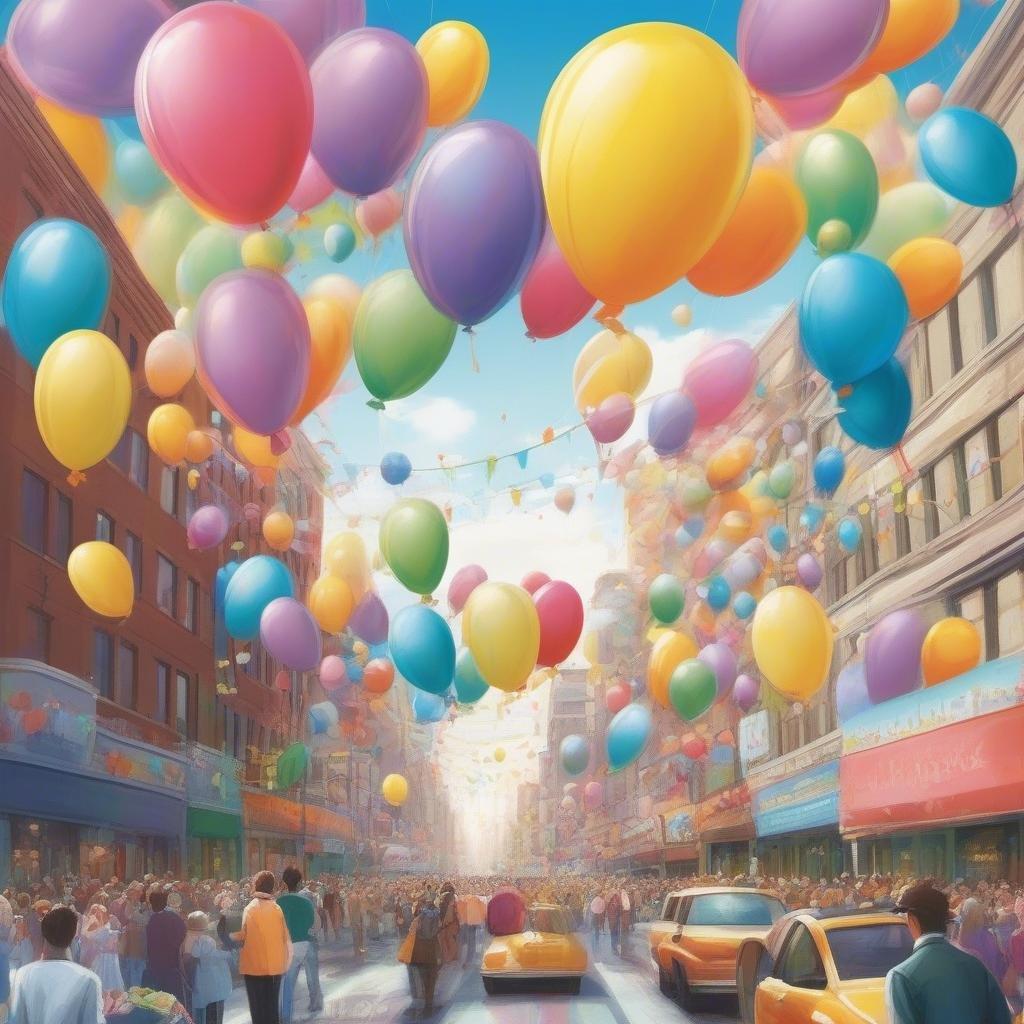 Get ready to celebrate Easter in style with this vibrant wallpaper featuring a city street filled with colorful balloons. The balloons are in various shapes and sizes, and they're all different colors, making for a fun and festive atmosphere.