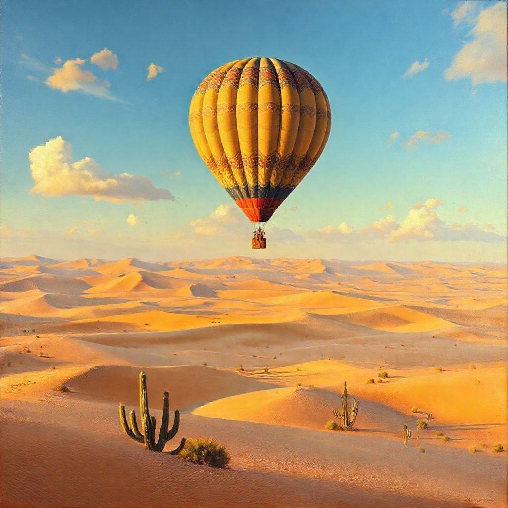 Soar above the desert landscape in this stunning hot air balloon wallpaper. With its vibrant colors and serene atmosphere, this image is perfect for anyone looking to add a touch of adventure to their desktop or mobile device.