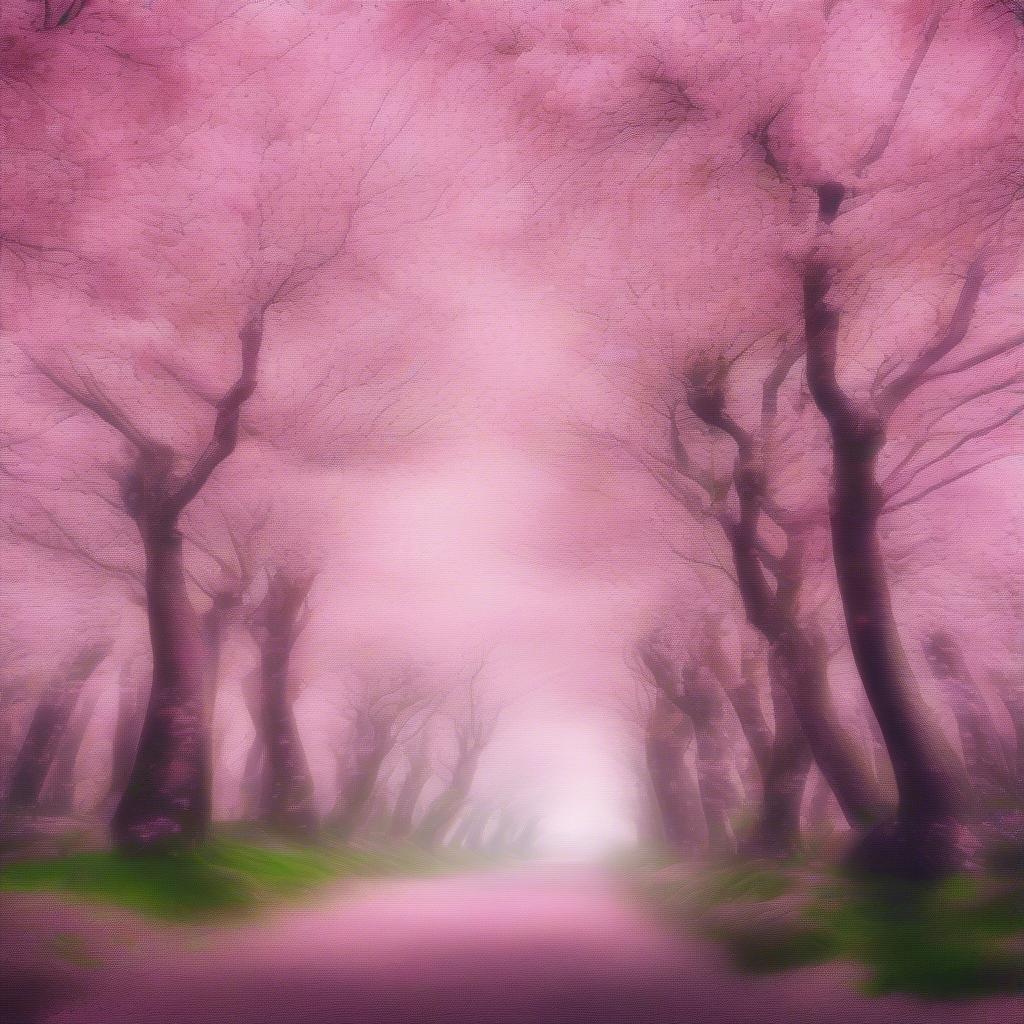 A serene walk through an enchanted cherry blossom forest.