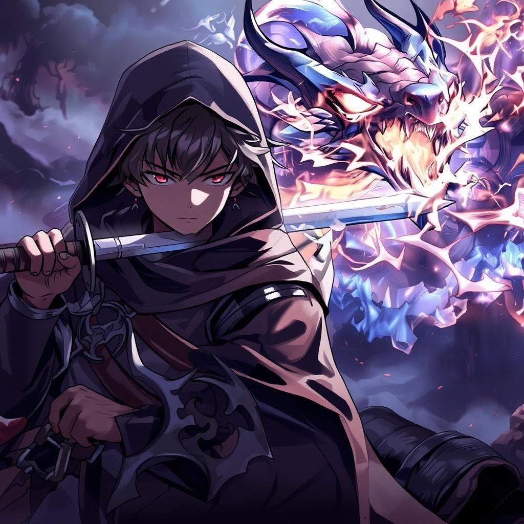 Get ready to unleash your inner warrior with this epic anime illustration of a young warrior summoning a dragon's aura. With a hooded cloak and a hooded cloak, the warrior holds a sword and shield, ready to take on any challenge that comes their way. The dragon's head is turned to the right, emitting an aura of power and power, while its eyes are closed, as if it is blowing. The dark, mysterious landscape in the background adds to the sense of adventure and danger, with a hint of a forest in the distance. This wallpaper is perfect for fans of anime and fantasy, and is sure to inspire you to tap into your inner strength and courage.