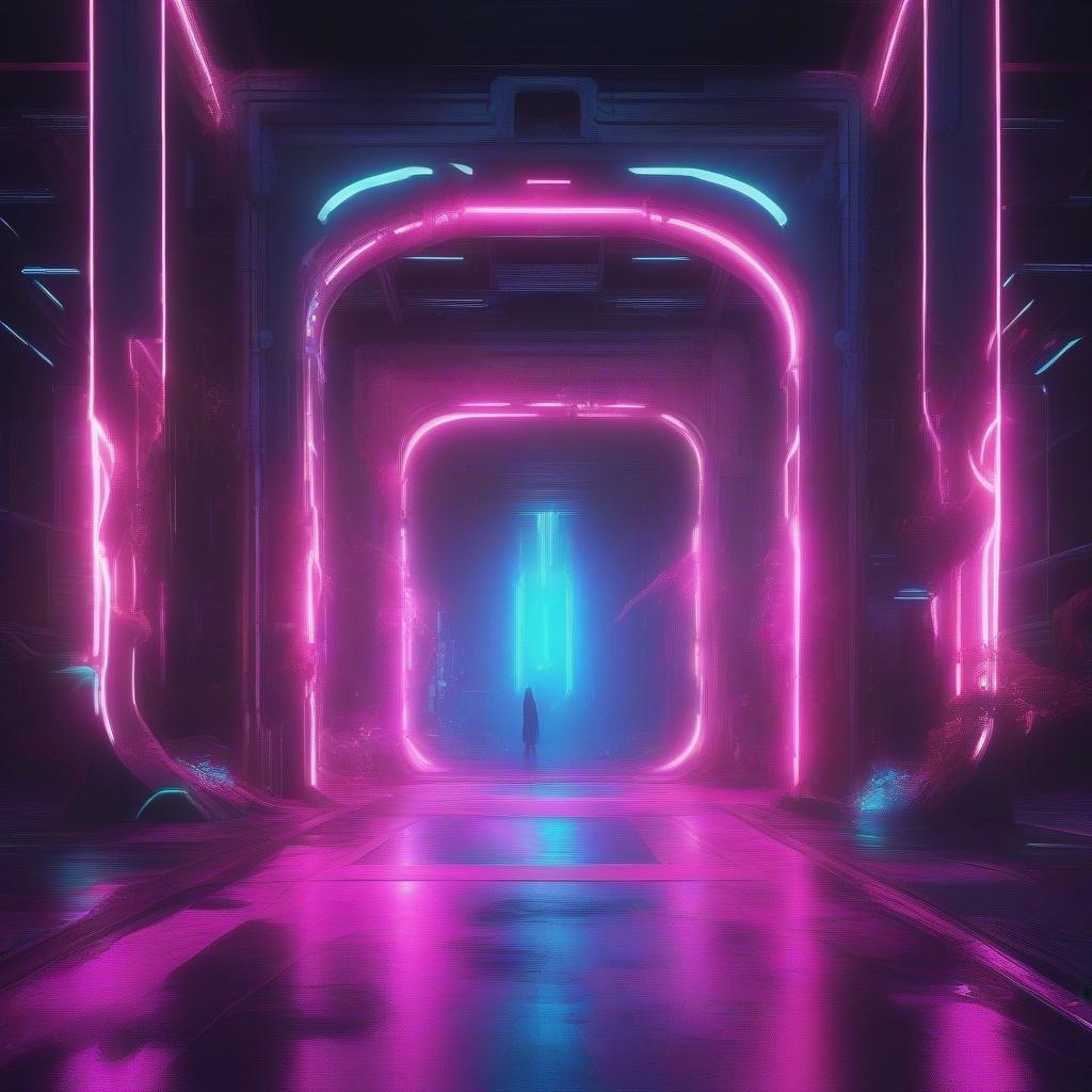 Step into the future with this stunning neon cyberpunk tunnel wallpaper. The vibrant colors and futuristic design make it perfect for adding a touch of edginess to your desktop or mobile device.