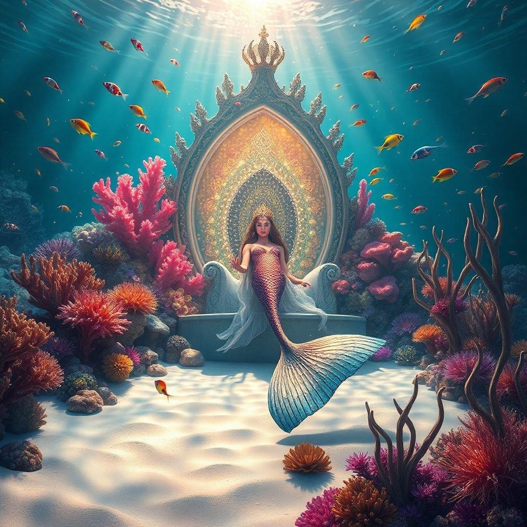 Descend into the mystical depths of an underwater kingdom ruled by a beautiful mermaid queen.