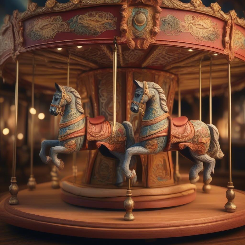 Step right up and experience the magic of the carnival with this stunning wallpaper featuring vintage carousel horses.