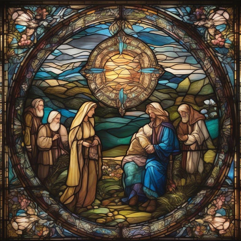 A stunning stained glass window depicting the Nativity scene, perfect for adding a touch of elegance and spirituality to any room.