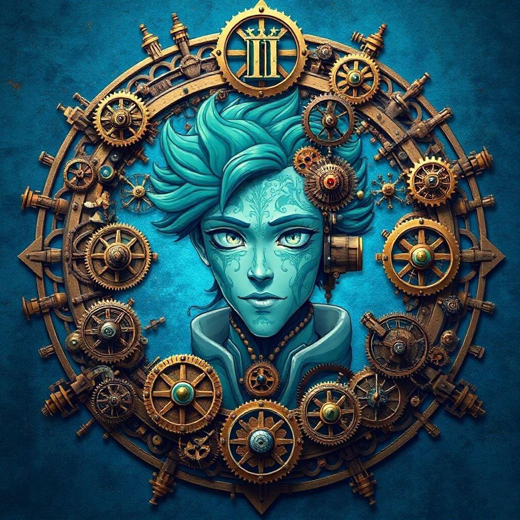 Experience the captivating blend of anime and steampunk in this stunning wallpaper, where intricate patterns and gears come together to create a unique fusion of technology and creativity.