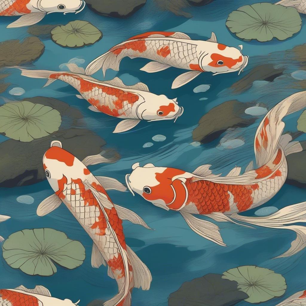 Add a touch of serenity to your desktop or mobile device with this beautiful koi fish pond wallpaper. The vibrant colors and intricate details of the koi fish will transport you to a peaceful oasis, perfect for relaxing and unwinding.