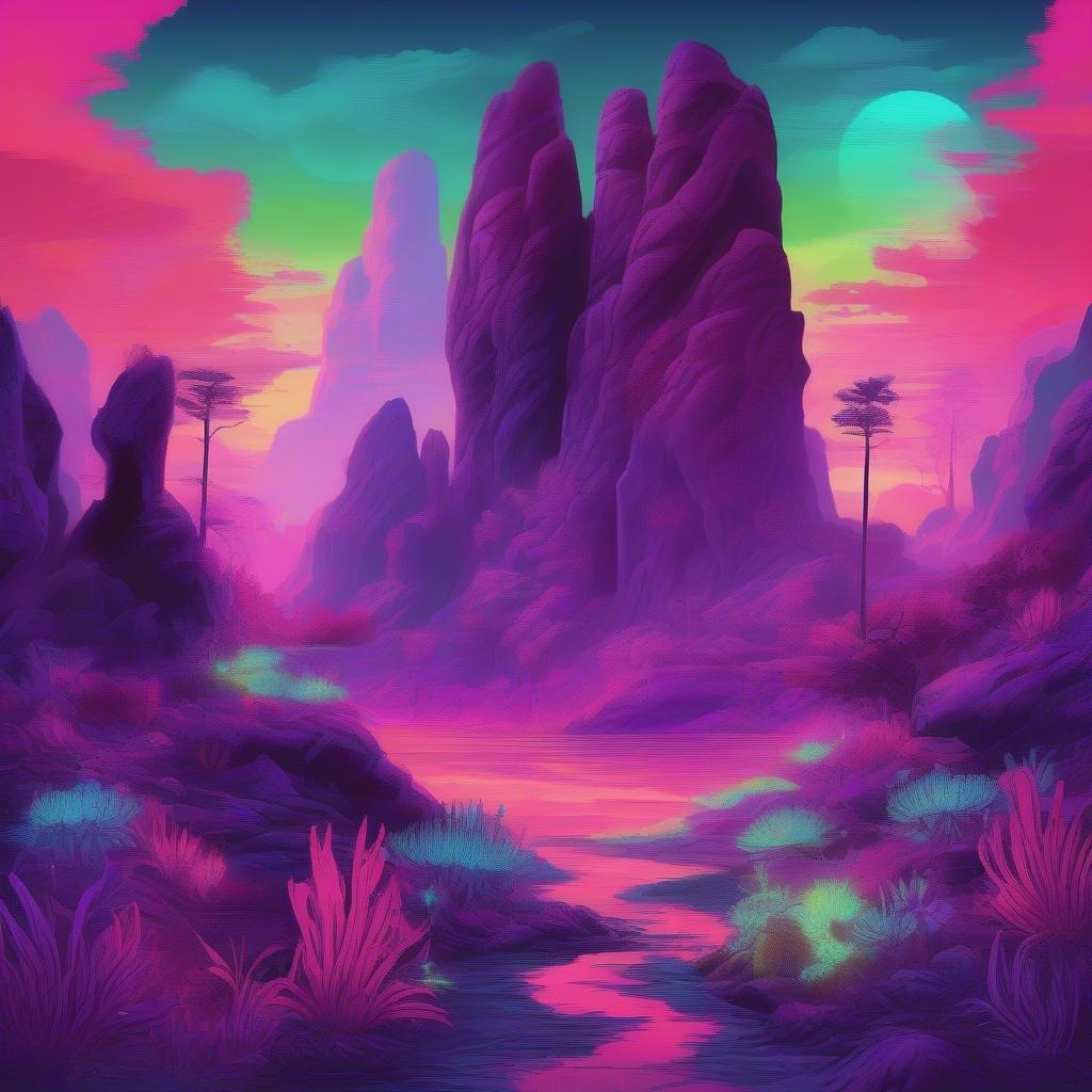 A fantastical landscape where the earth meets the sky, a blend of nature's whimsy with an ethereal touch. This enchanting scene is perfect for those who love to escape into the realm of imagination and fantasy.