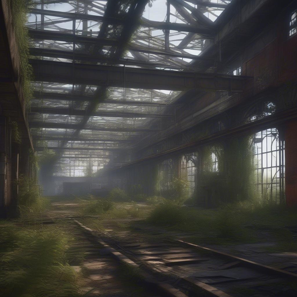 Explore the eerie beauty of this abandoned cityscape, a 3D art masterpiece.