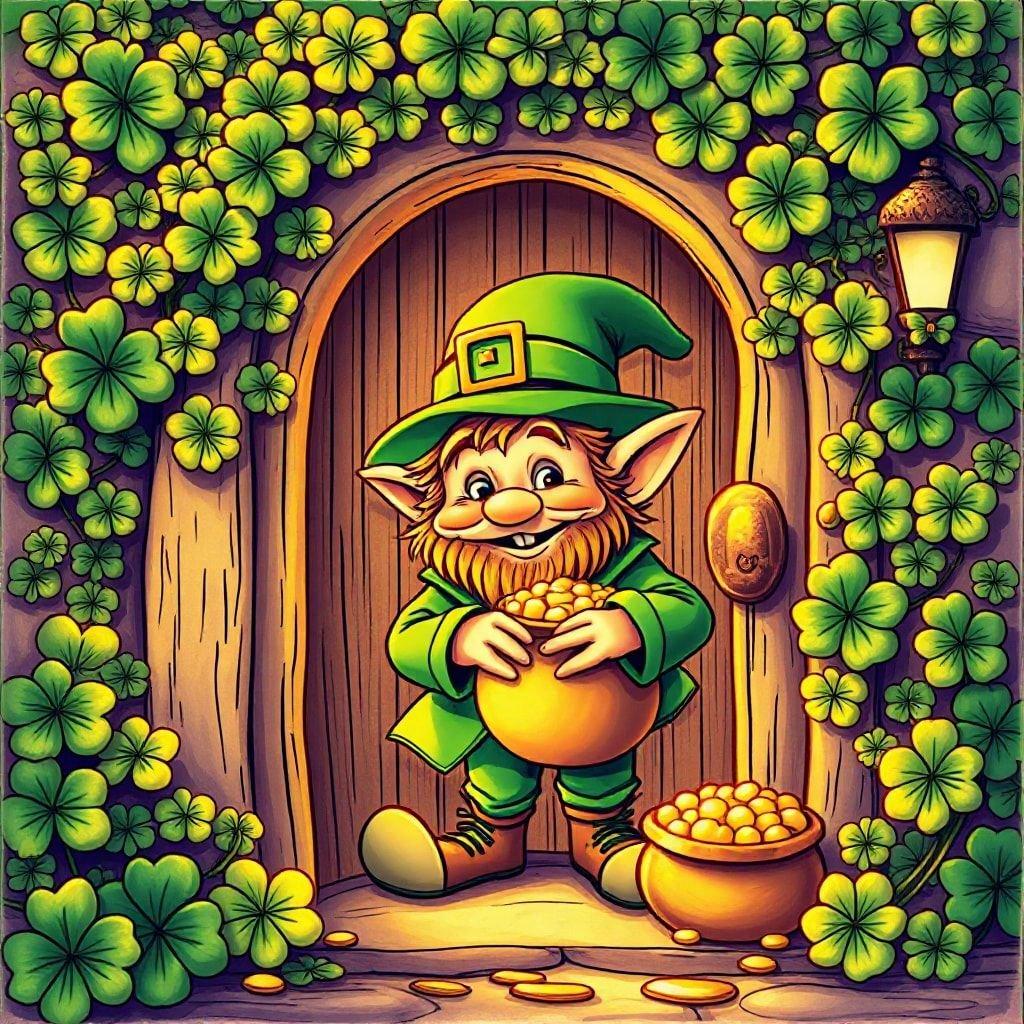 Feiere den St. Patrick's Day mit diesem fröhlichen Leprechaun-Hintergrundbild, perfekt um deinem Desktop oder mobilen Gerät einen Hauch irischen Charmes zu verleihen.