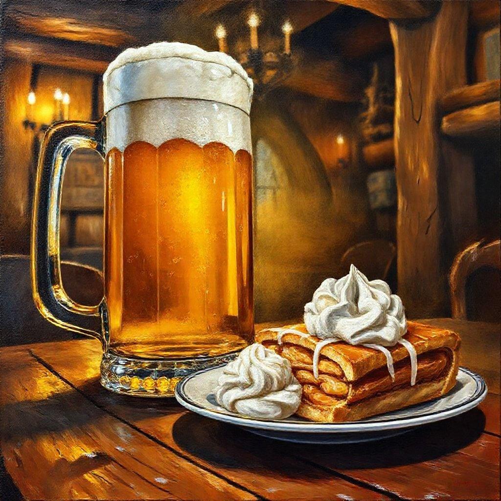 This image captures the essence of Oktoberfest, a time-honored German celebration. The vibrant scene showcases a stein of beer and a plate of pretzels, inviting the viewer to join in the festivities. The image is perfect for those who appreciate the rich culture and traditions of Germany.