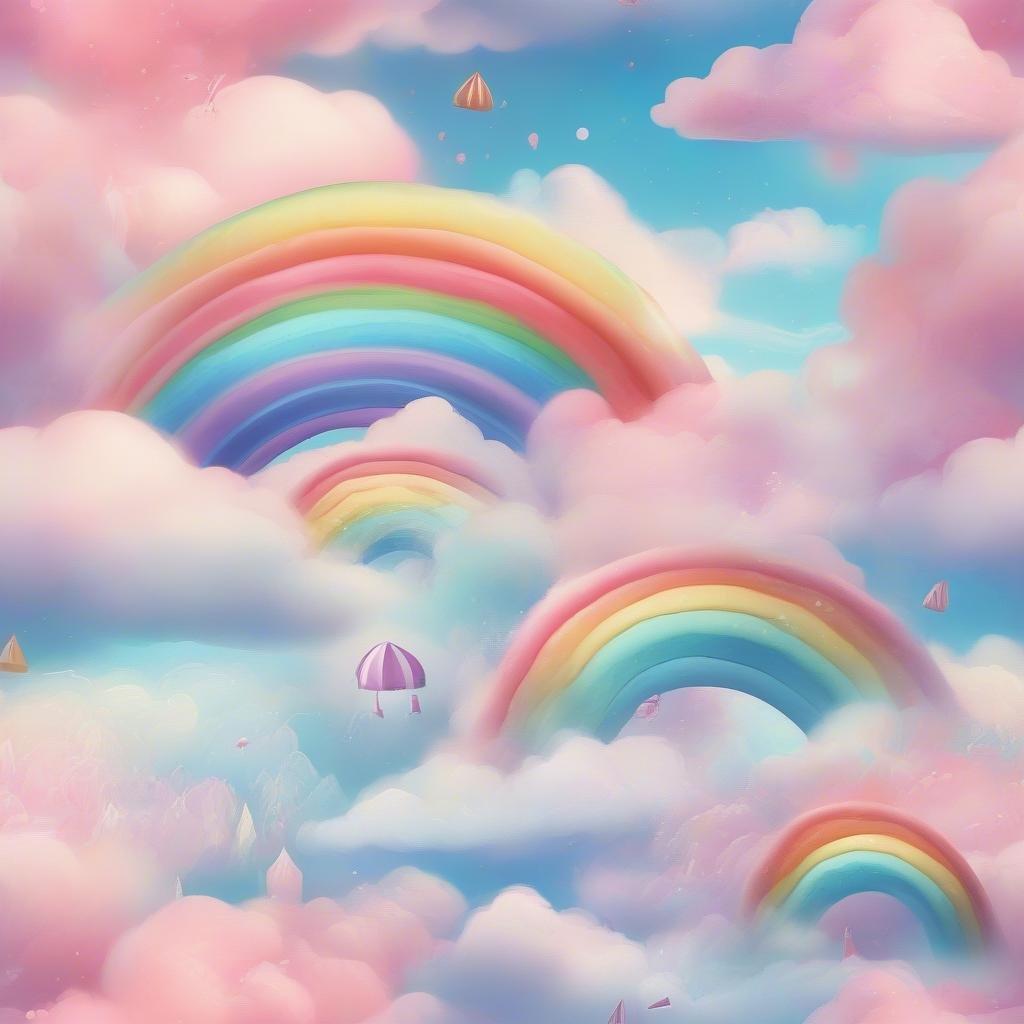 This whimsical cloud-filled sky brings a colorful and magical touch to any device. Perfect for kids and cartoon lovers!