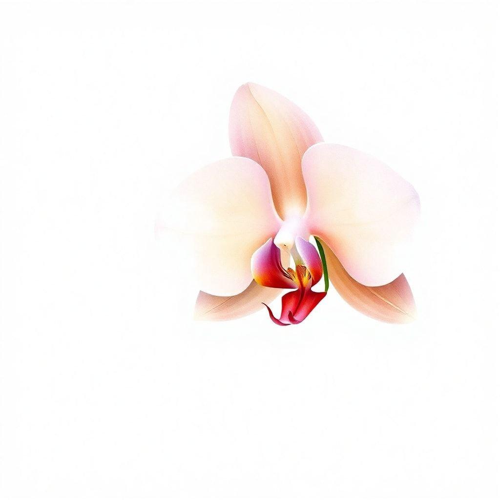 Descubre la elegancia de una sola flor de orquídea, sus pétalos desenrollándose suavemente para revelar un tesoro oculto. La simplicidad y belleza del minimalismo capturada en la propia artesanía de la naturaleza.