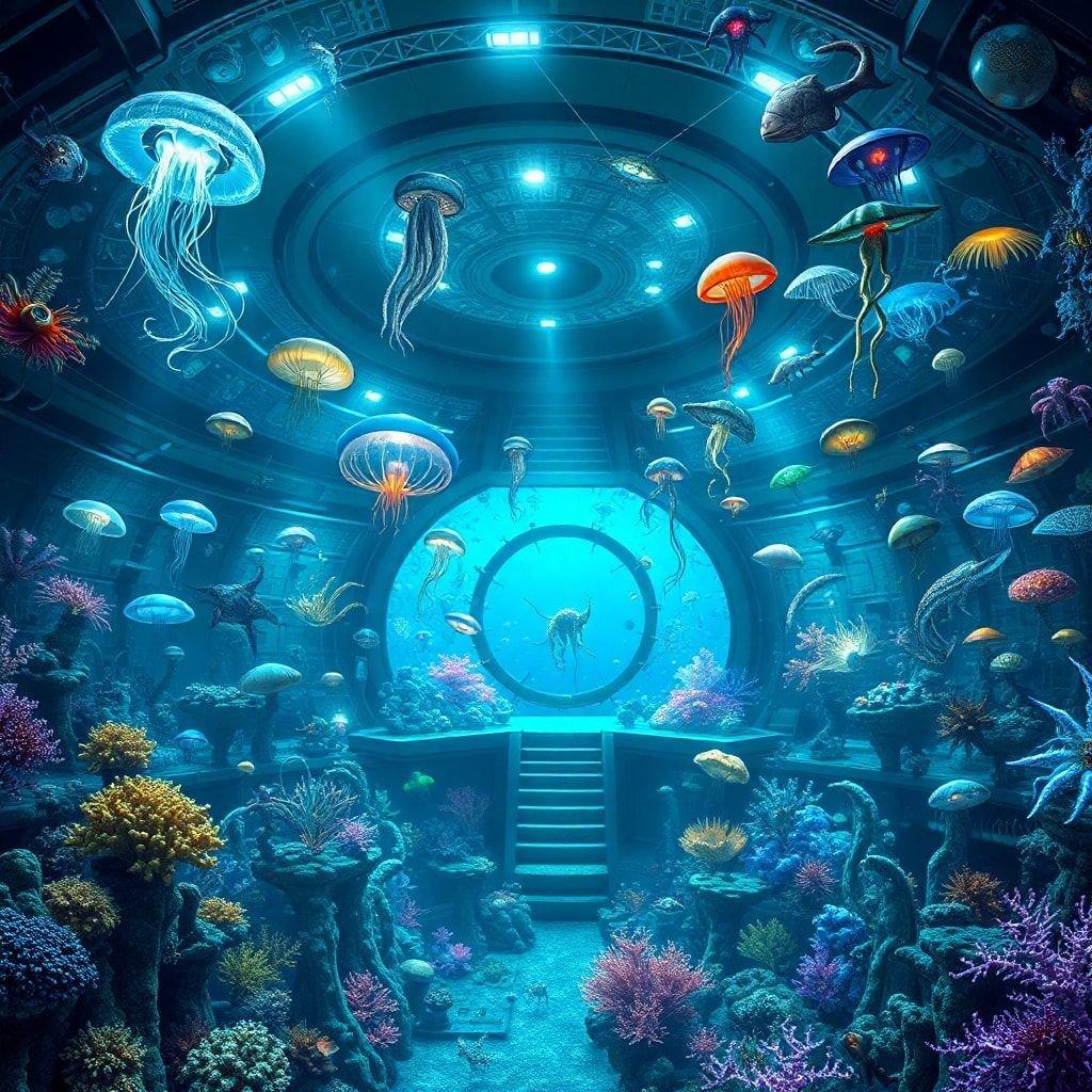 Dive into the depths of this stunning underwater scene, where vibrant marine life and coral reefs come alive in a kaleidoscope of colors.