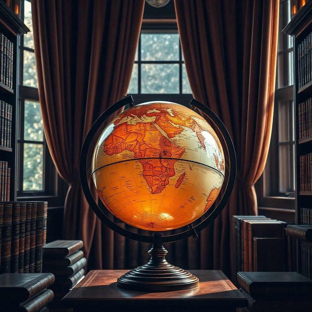 An old-fashioned globe of the world, hinting at a sense of nostalgia and historical curiosity. A classic addition to any vintage or retro collection.