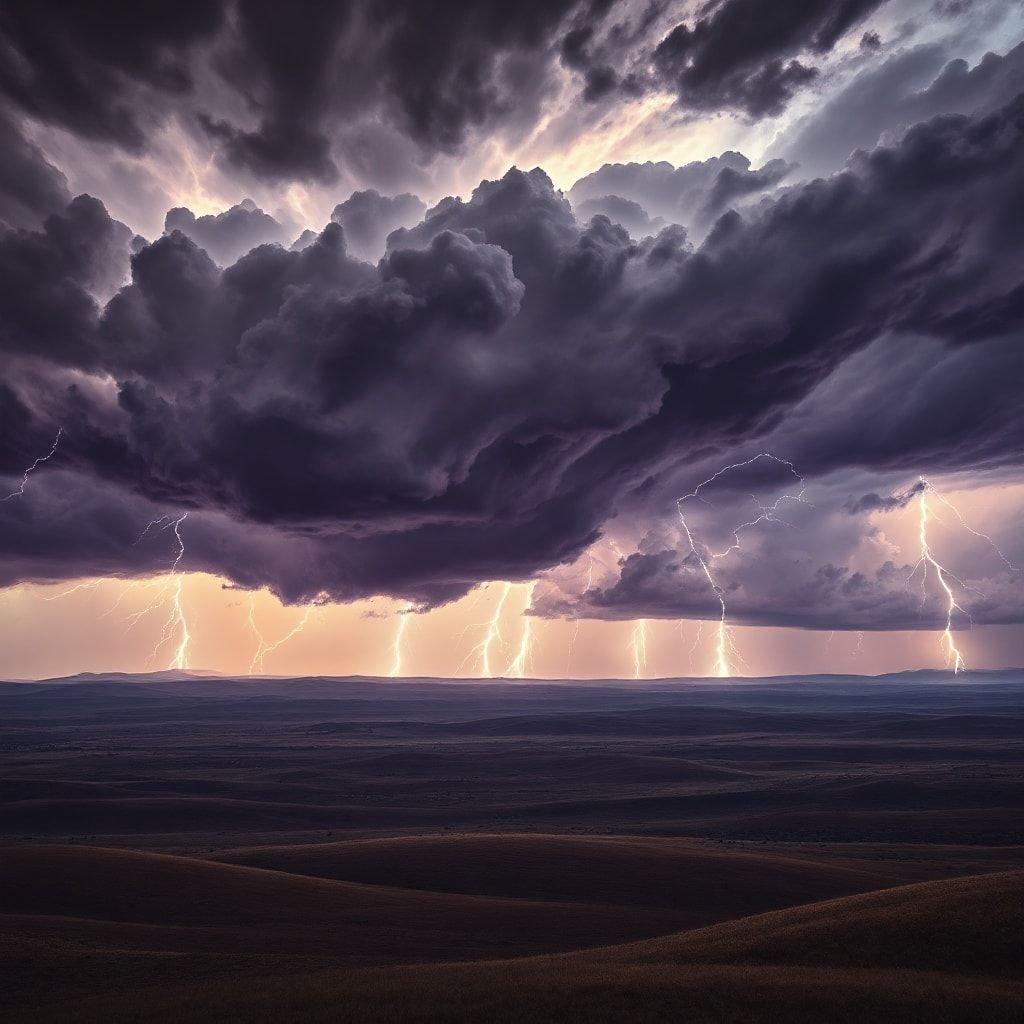 This wallpaper captures the raw power and beauty of a stormy sky, with lightning illuminating the dark clouds.