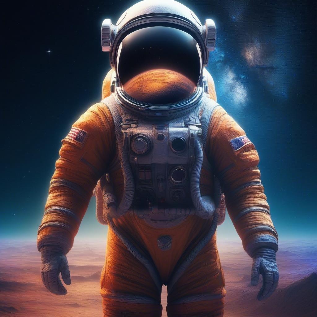 Este papel de parede captura a emoção e a maravilha da exploração espacial. Apresentando um astronauta em um traje espacial contra um deslumbrante pano de fundo de uma paisagem desértica sob um céu estrelado, é perfeito para aqueles que sonham com o cosmos.