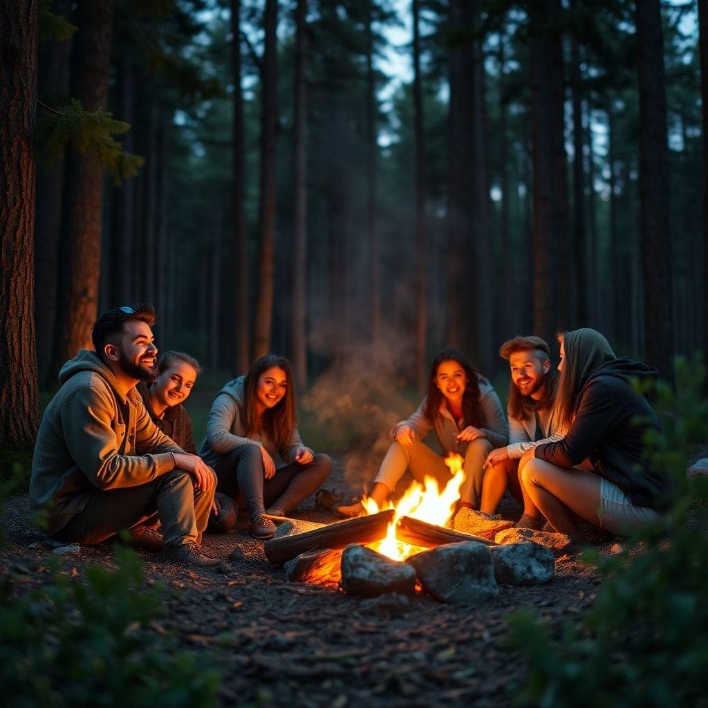 Enjoy the company of friends around a warm campfire in this peaceful woodland setting.