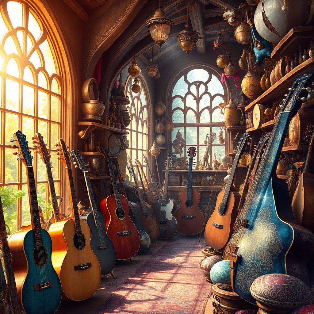 Discover the music lover's dream shop! Explore an array of stringed instruments, from guitars to lutes, all under one roof. Feel the vibrations and hear the symphony in your heart.