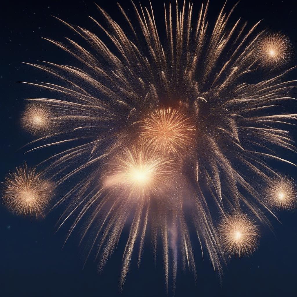 A stunning display of fireworks lighting up the night sky, creating a beautiful spectacle for celebrating Independence Day.