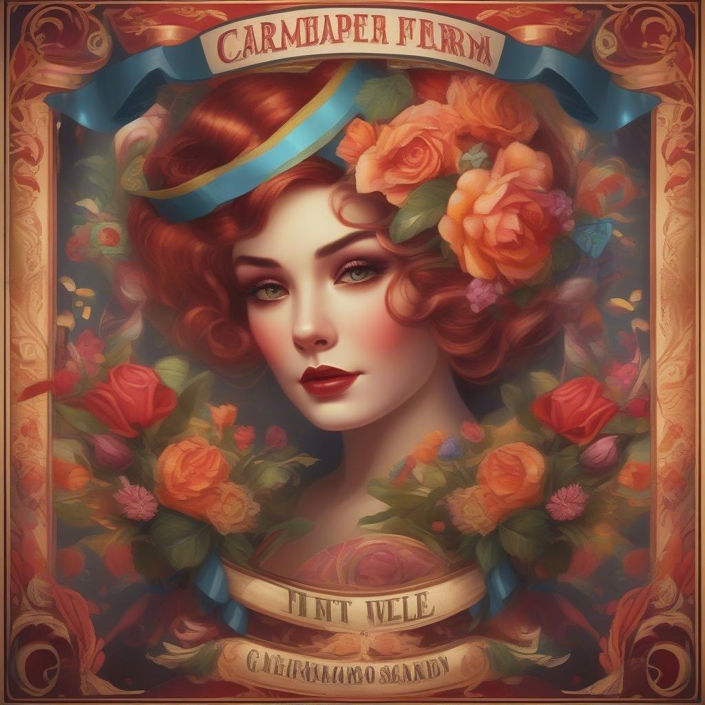 Step into the vibrant atmosphere of the carnival with this captivating wallpaper. A beautifully painted portrait of a woman in classic attire, adorned with a floral crown and surrounded by lively carnival elements.