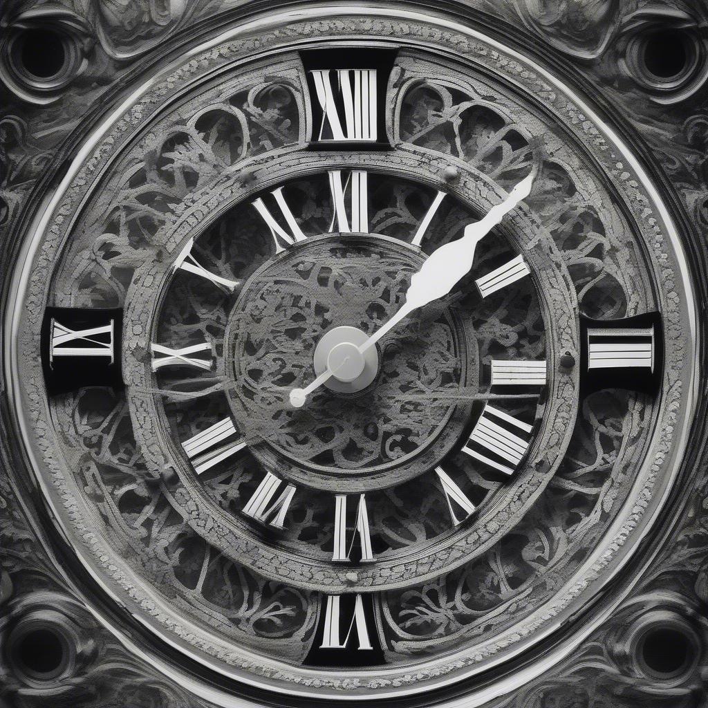 This stunning black and white wallpaper captures the essence of time, with its intricate clock face design that exudes elegance and sophistication.