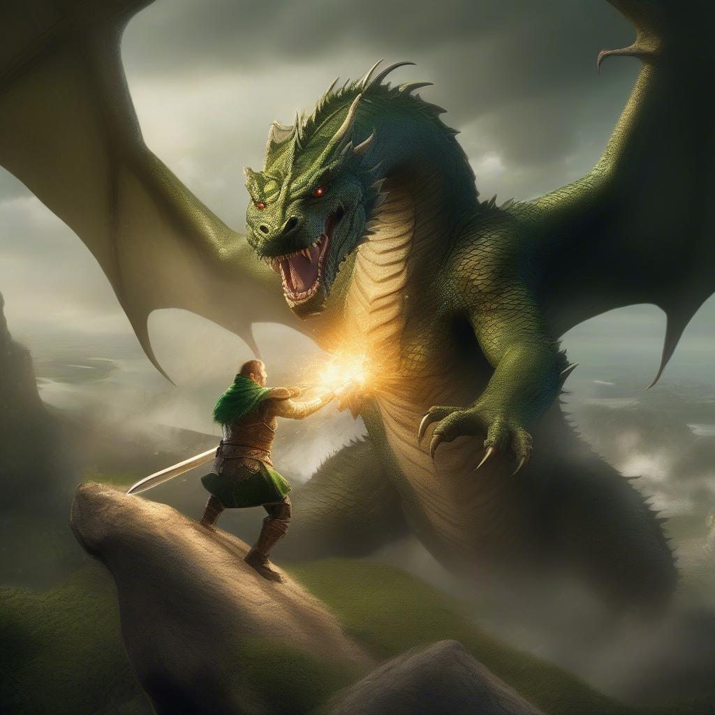 This St. Patrick's Day, celebrate the bold spirit of our brave hero as he confronts the terrifying might of a mythical dragon or wyrm.