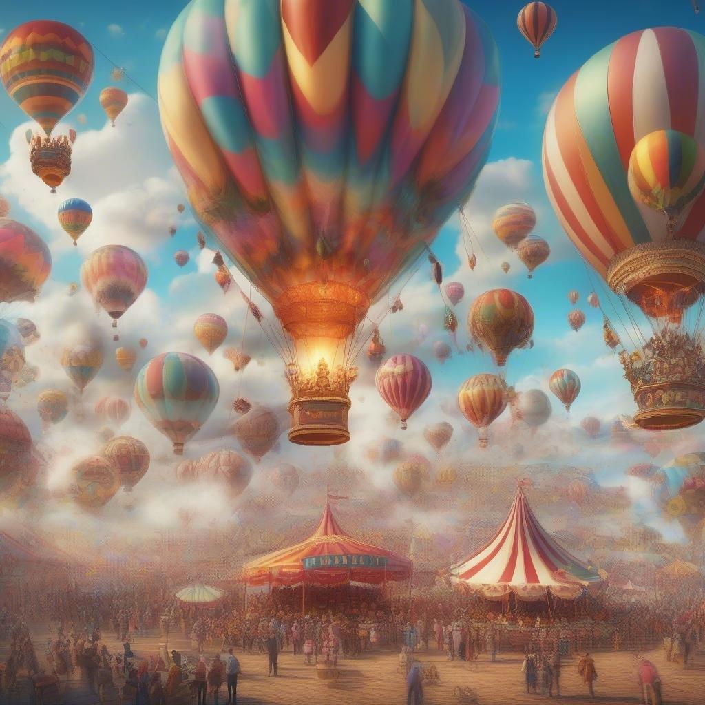 Get ready to be transported to a world of wonder and excitement with this vibrant carnival-themed wallpaper. The colorful hot air balloons soaring through the sky, the lively tents and stalls, and the joyful atmosphere will make you feel like you're right in the middle of the action.