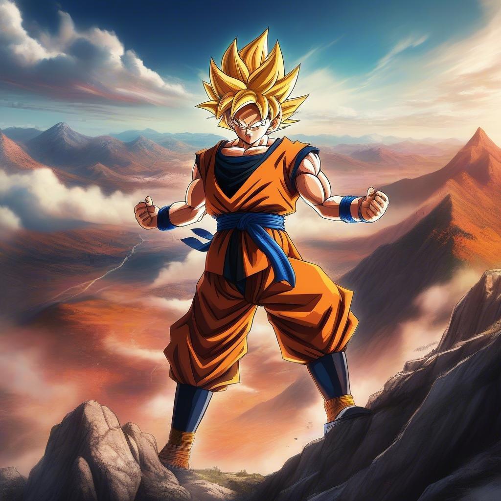 Blast off into the anime cosmos with this powerful image of Goku from Dragon Ball Super.