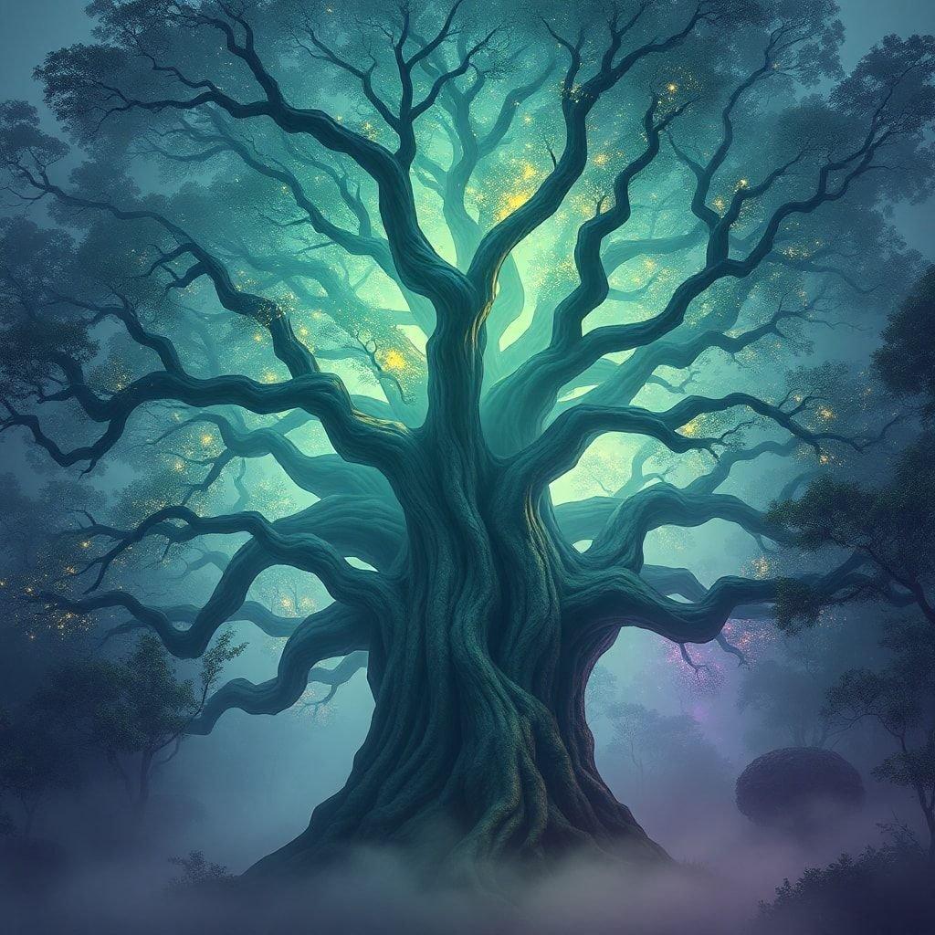 Immerse yourself in the enchanting world of fantasy with this captivating tree wallpaper. The intricate details and vibrant colors bring to life a mystical forest, perfect for adding a touch of magic to your desktop or mobile device.